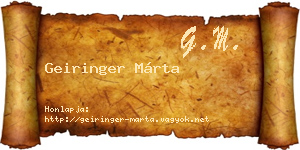 Geiringer Márta névjegykártya